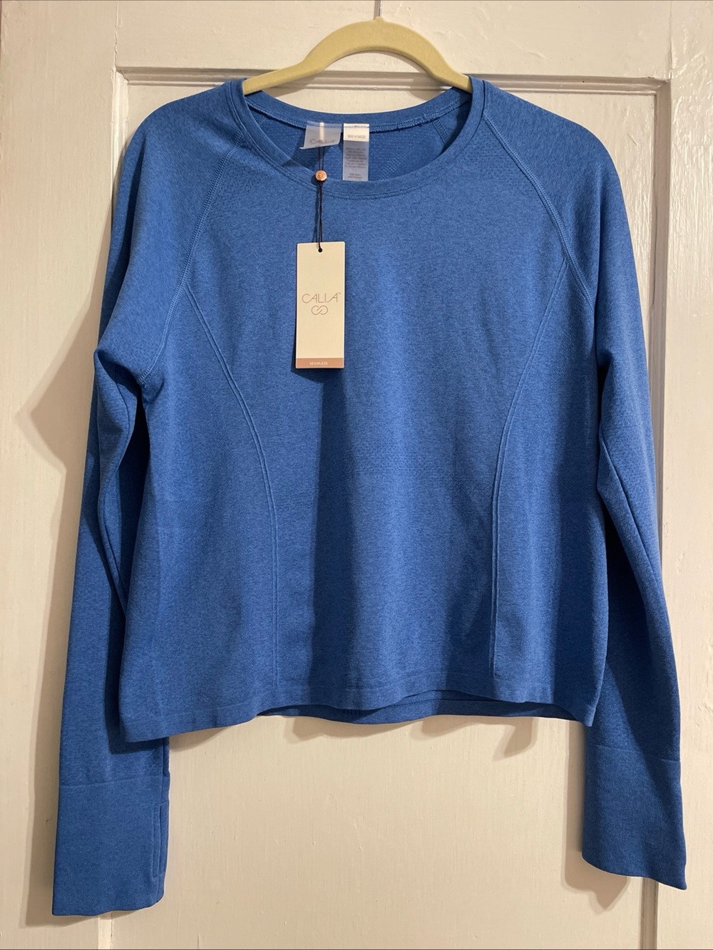 Calia Women's Seamless Long Sleeve Race Length Athletic Top Size XL Blue NWT